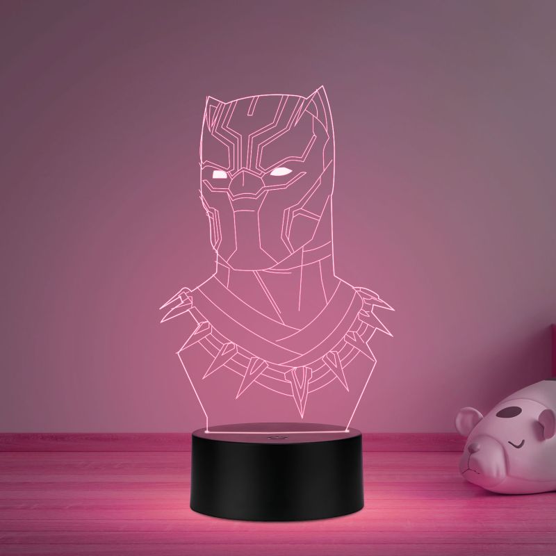 3D Illusion Black Panther Led Night lamp with Multicolored Gift For Avengers Lover